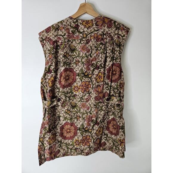 Vintage 90s Bogari Women’s Silk Button Up Tunic Vest Size M Floral Artsy Folk - Picture 2 of 6